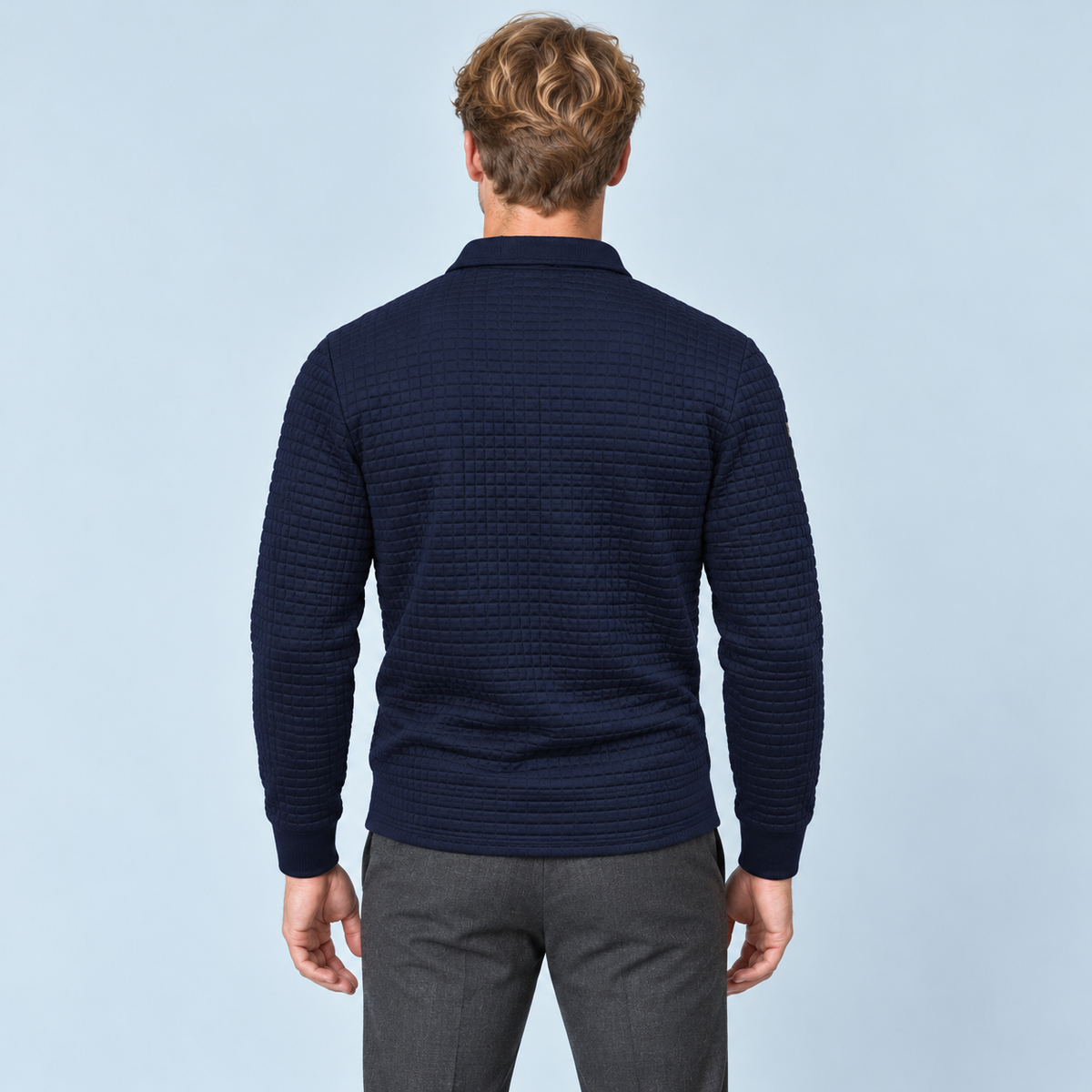 Pull polo bleu marine – vue de dos