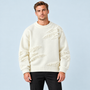Pull homme à détails effilochés et col rond — blanc-casse-face