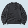 Pull homme à détails effilochés et col rond — gris-plat-face