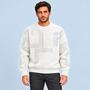 Pull homme en maille duveteuse à motifs géométriques — blanc-face