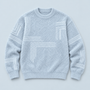 Pull homme en maille duveteuse à motifs géométriques — bleu-clair-plat-face