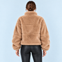 Veste teddy femme à col montant — camel — dos