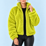 Veste teddy femme à col montant — Jaune citron vert — detail