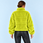 Veste teddy femme à col montant — Jaune citron vert — dos