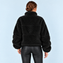 Veste teddy femme à col montant — noir — dos