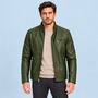 Blouson homme en similicuir à col montant — Vert — vue de face