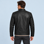 Blouson homme en similicuir à col montant — Noir — dos reconstitué — détails à vérifier