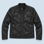 Blouson homme en similicuir à col montant — Noir — vue de face à plat
