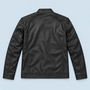 Blouson homme en similicuir à col montant — Noir — dos à plat reconstitué — détails à vérifier