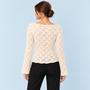 Top femme texturé à manches longues beige — dos