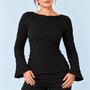 Top femme texturé à manches longues noir — detail
