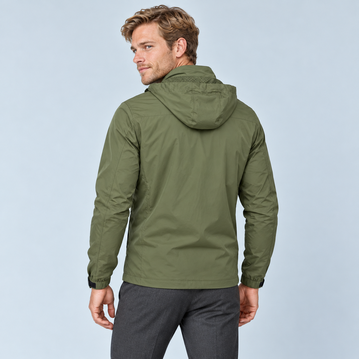 Veste à capuche vert olive — dos