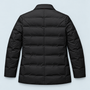 Veste homme matelassée noire présentée à plat, vue de dos