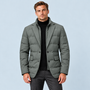 Veste homme matelassée verte style blazer, vue de face sur modèle D