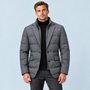 Veste homme matelassée grise style blazer, vue de face sur modèle D