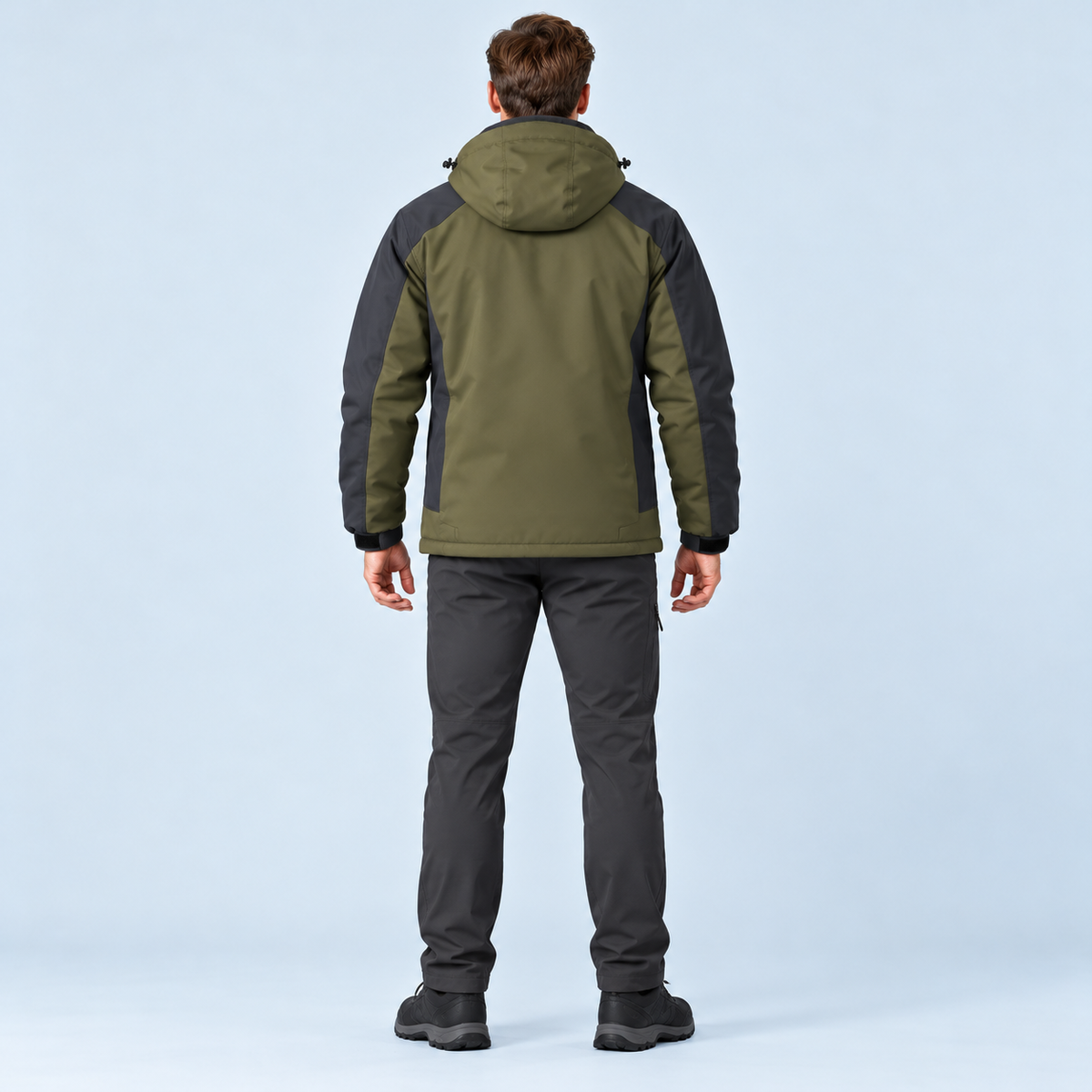 Veste outdoor homme doublée à capuche — vert — dos