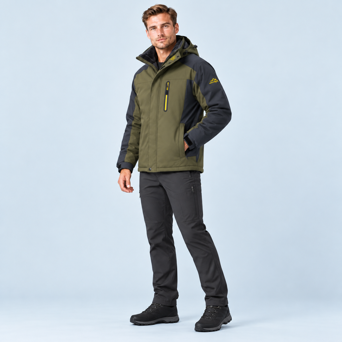 Veste outdoor homme doublée à capuche — vert — profil