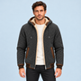 Veste homme texturée à capuche et doublure polaire — gris face