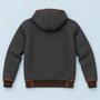 Veste homme texturée à capuche et doublure polaire — gris flatlay dos — dos reconstitué, détails à vérifier