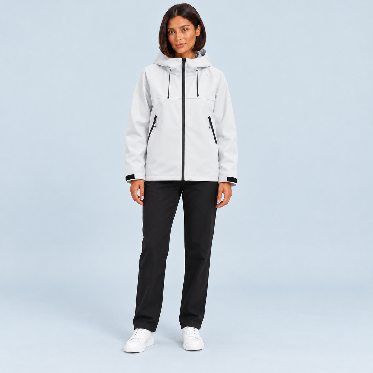 Veste unisexe à capuche et poches zippées — Blanc - porté femme