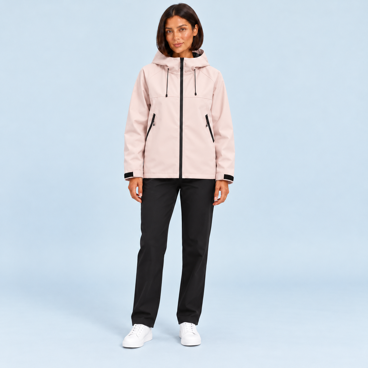 Veste unisexe à capuche et poches zippées — Rose pâle - porté femme