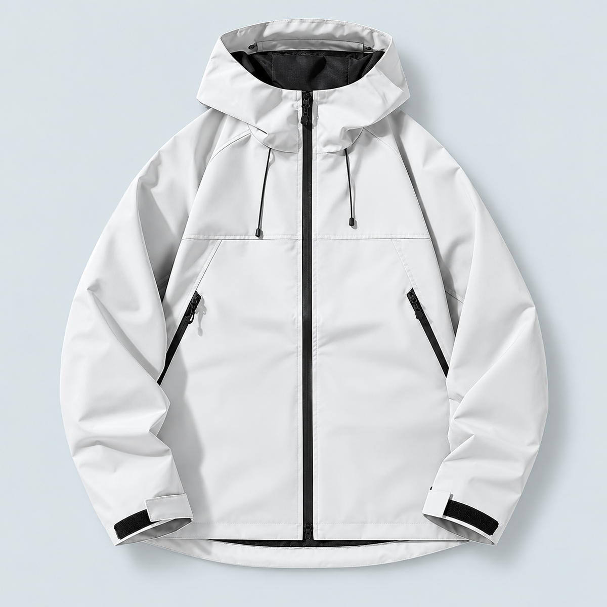 Veste unisexe à capuche et poches zippées — Blanc - vue à plat